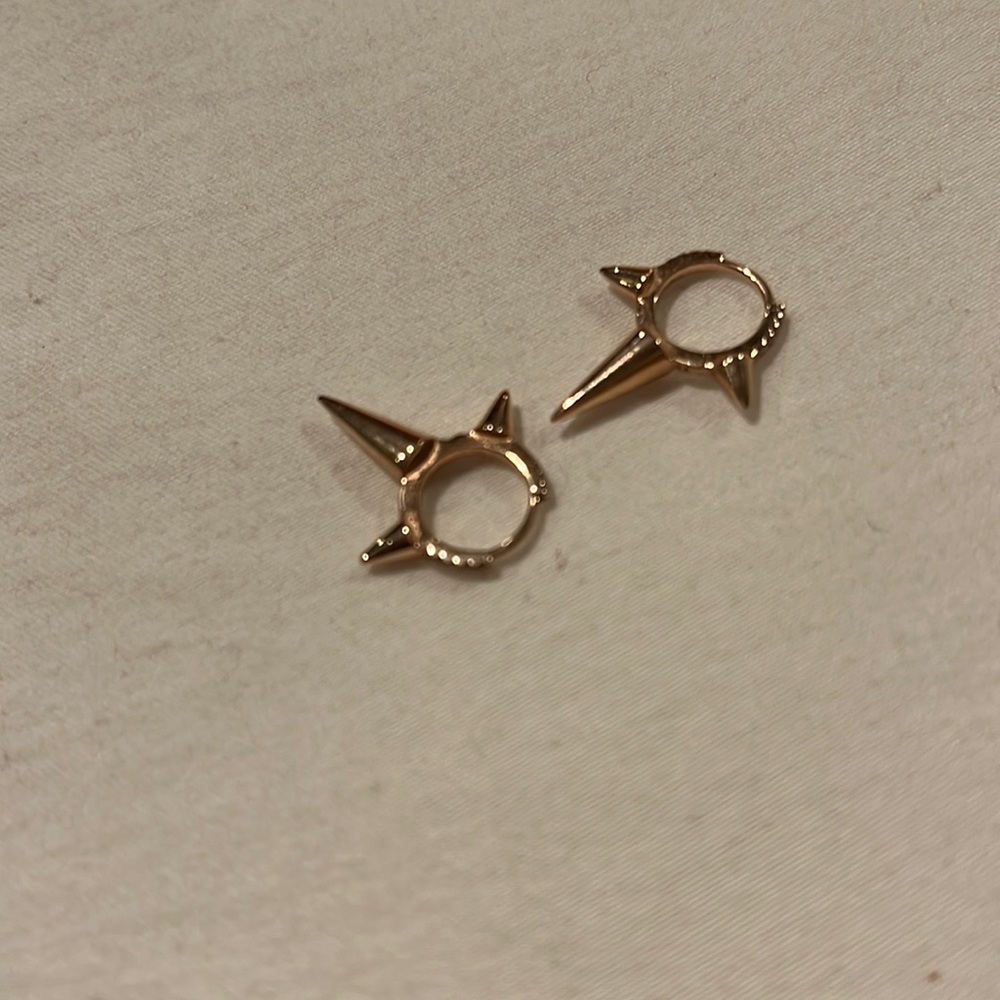 Maria Tash inspired Triple Spike Diamond Eternity Hoop Earring. 14ct Rose gold.